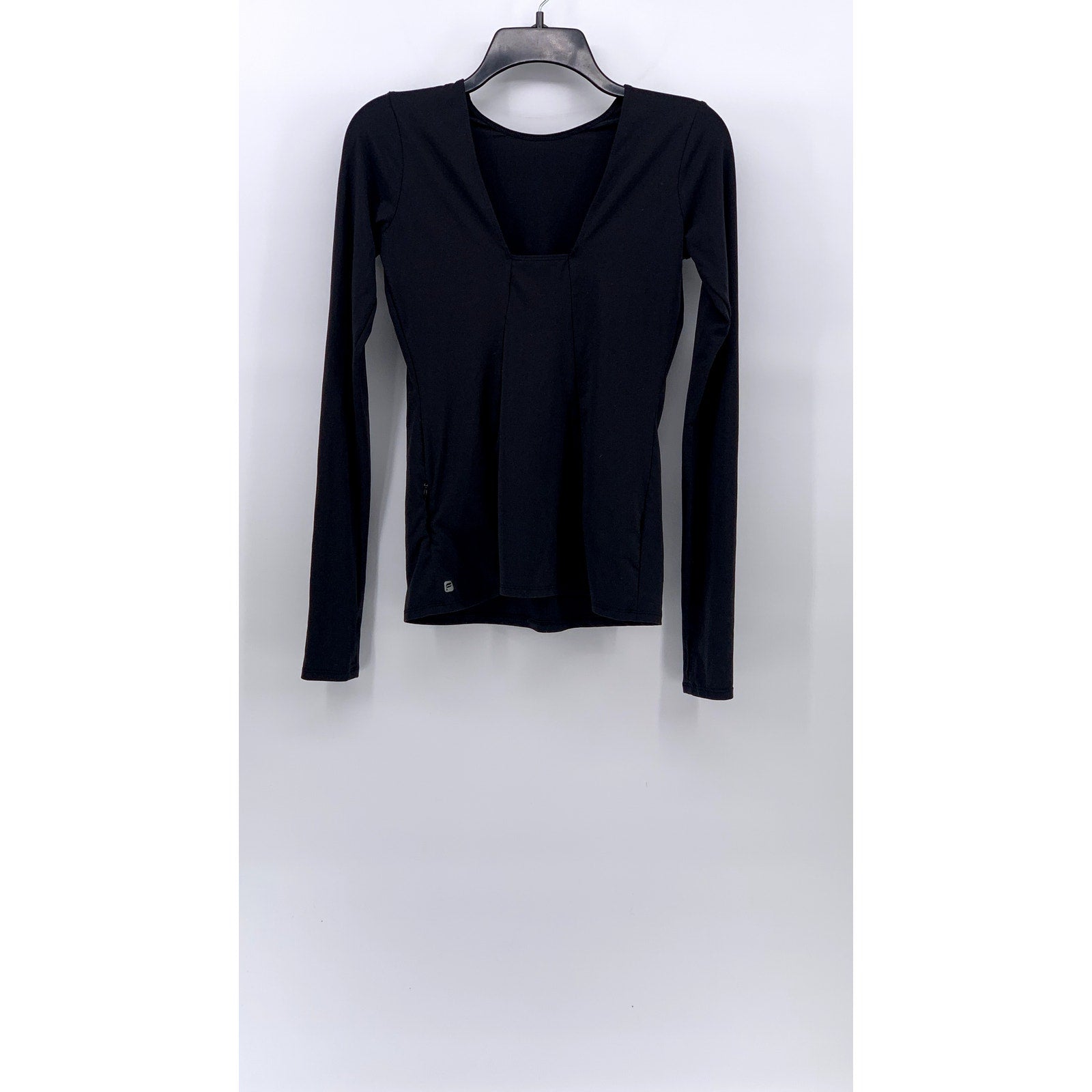 FABLETICS Women's Black High-Neck Kari Long Sleeve Square-Back Top SZ 2XS