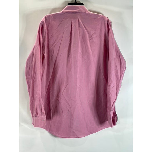 BROOKS BROTHERS 346 Men's Pink Gingham Slim-Fit Button-Up Long Sleeve Shirt SZ16