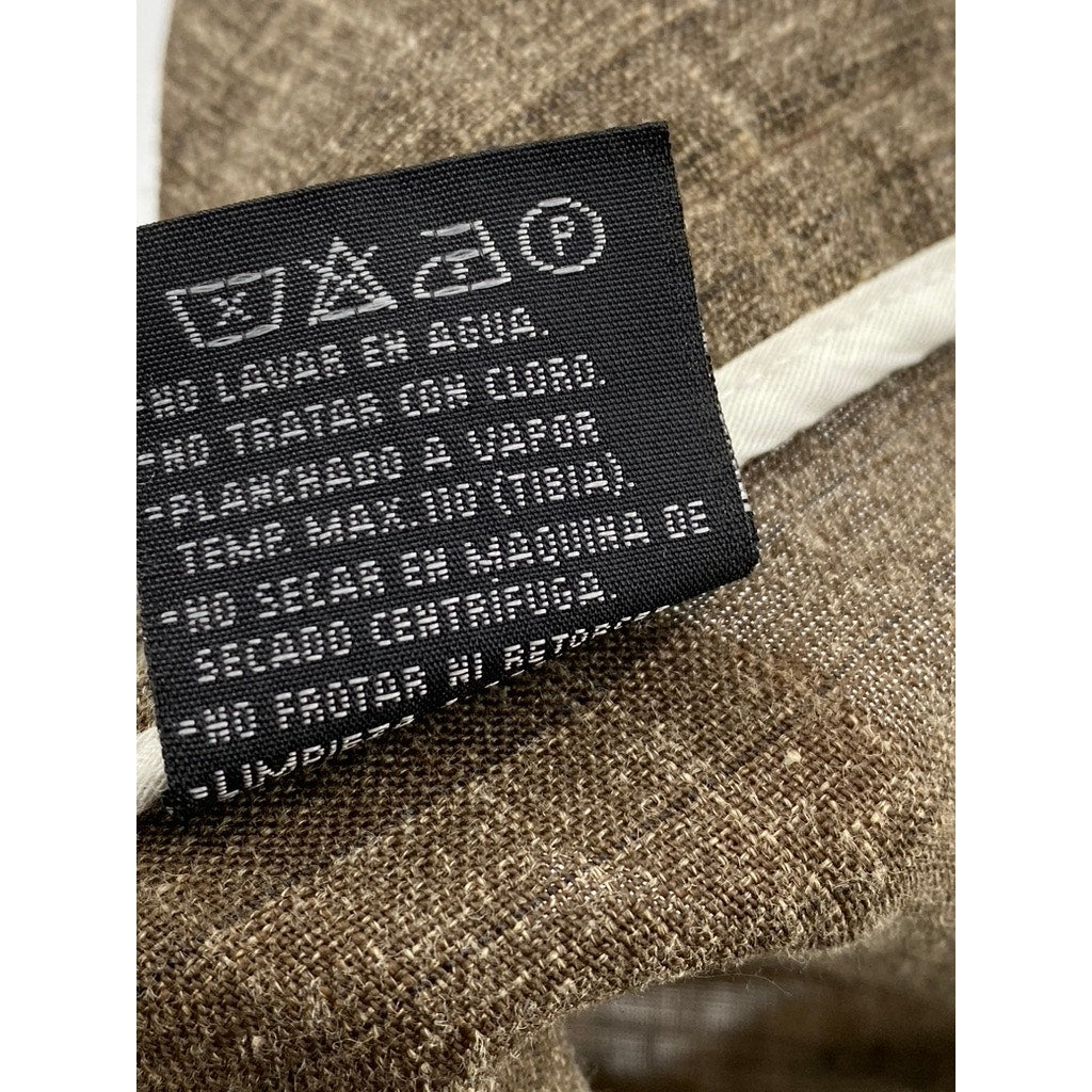 YSL YVES SAINT LAURENT Men's Brown Pleated Straight-Leg Pants SZ 44(US34)