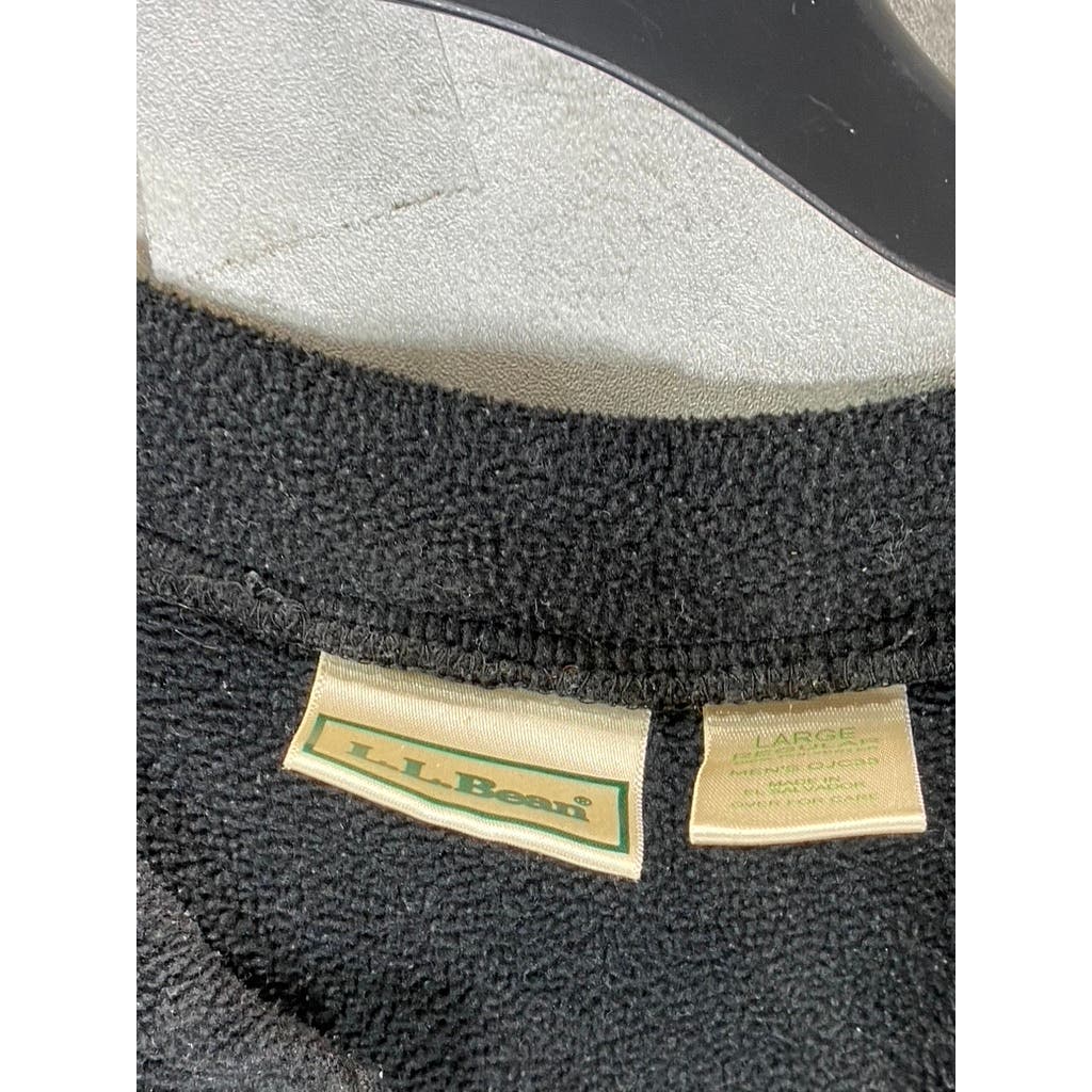 L.L. BEAN Men's Black Fleece Regular-Fit Henley Pullover Sweater SZ L