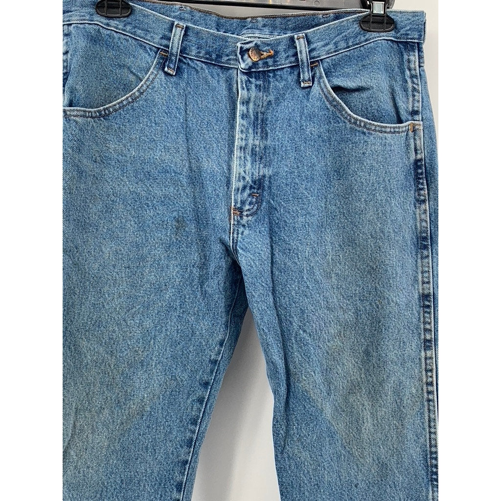 RUSTLER Men's Blue Denim Straight Leg Jeans 34X29