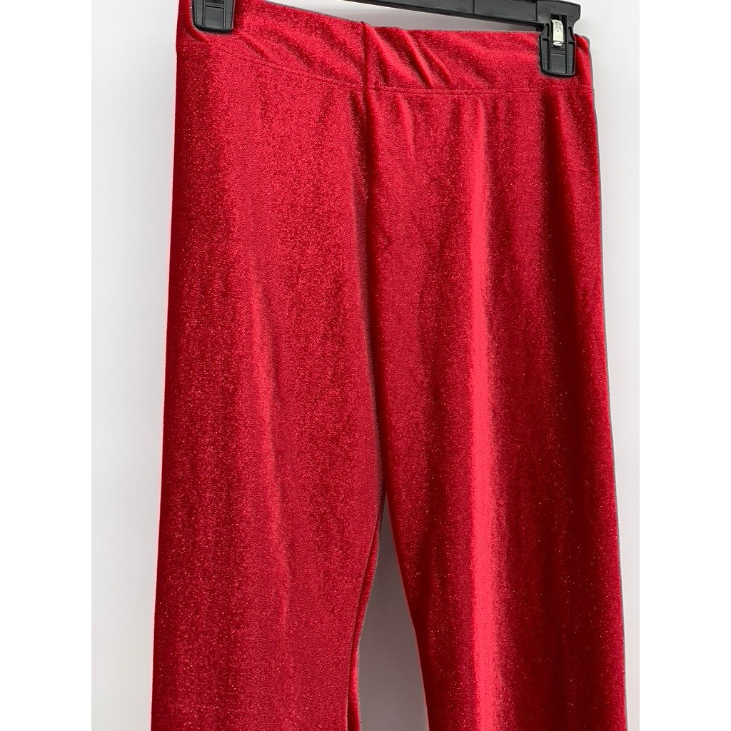 URSULA & BENJAMIN Women's Red Shimmer Pull-Up High Rise Straight Leg Pant SZ S