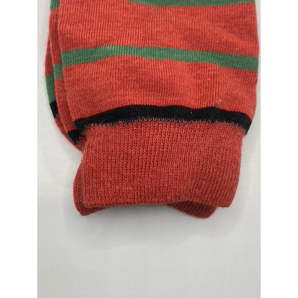 B.ELLA Women's Orange-Green Striped Knit Silk-Blend Taryn Crew Socks SZ OS