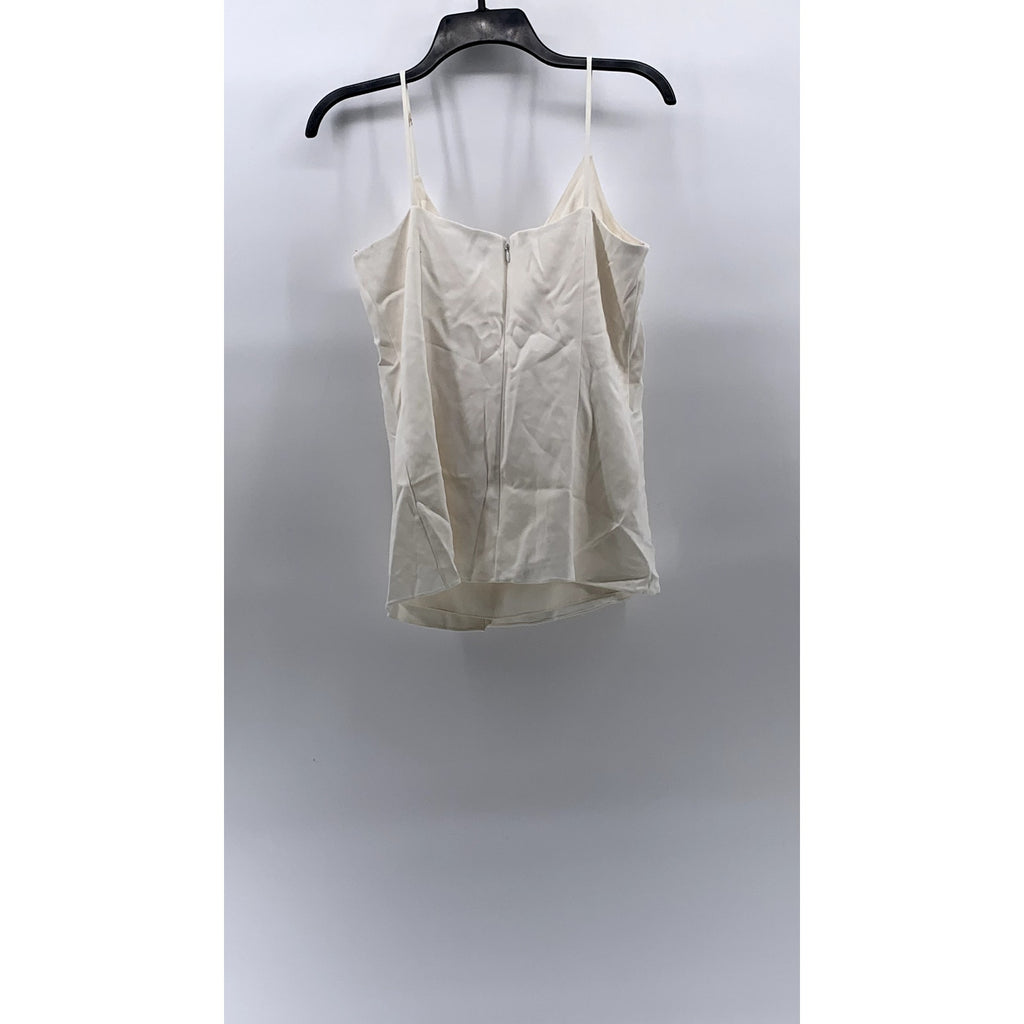 CUSHNIE ET OCHS Women’s Cream Wrapover Spaghetti Strap Embellished Tank Top SZ 8
