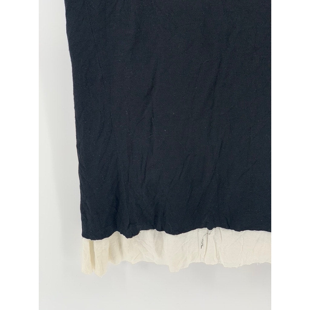 DFBK DEFEND BROOKLYN Women's Black-Cream Crewneck Short Sleeve Layered Top SZ L