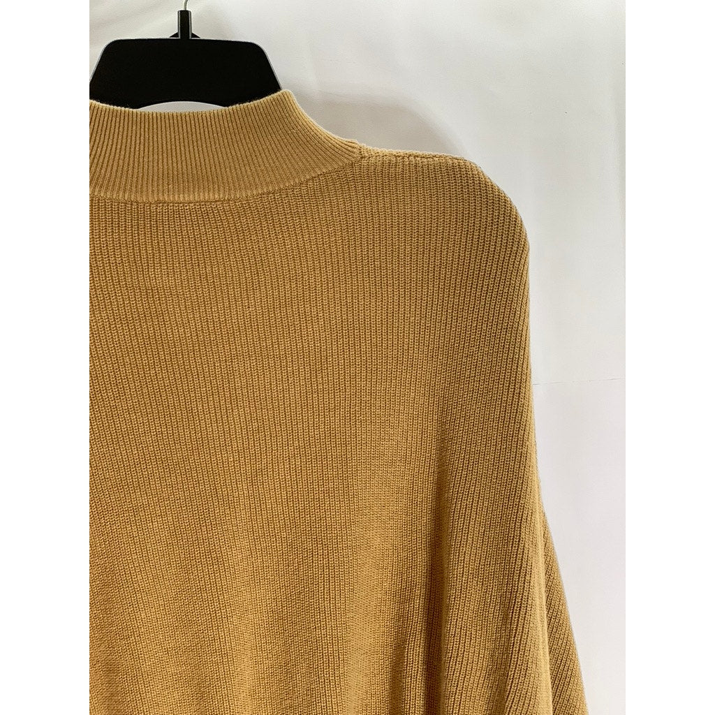 LEE Women's Brown Patch Logo Ribbed Mock-Neck Pullover Sweater SZ 14(L)