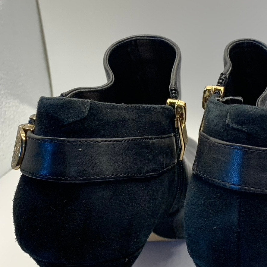 VINCE CAMUTO Women's Black Leather Velino Almond-Toe Side-Zipper Booties SZ 8.5