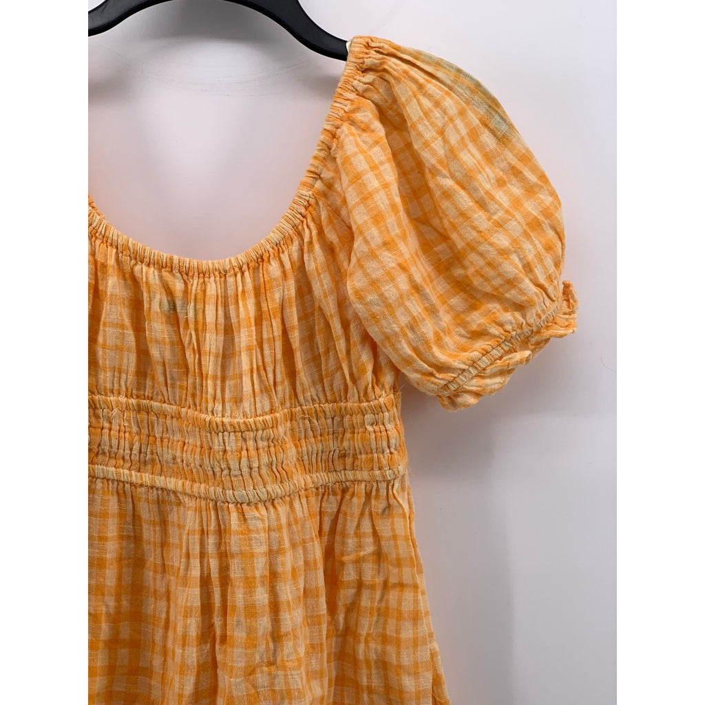 URBAN OUTFITTERS Women’s Yellow Checkered Pixie Milkmaid Mini Dress SZ M