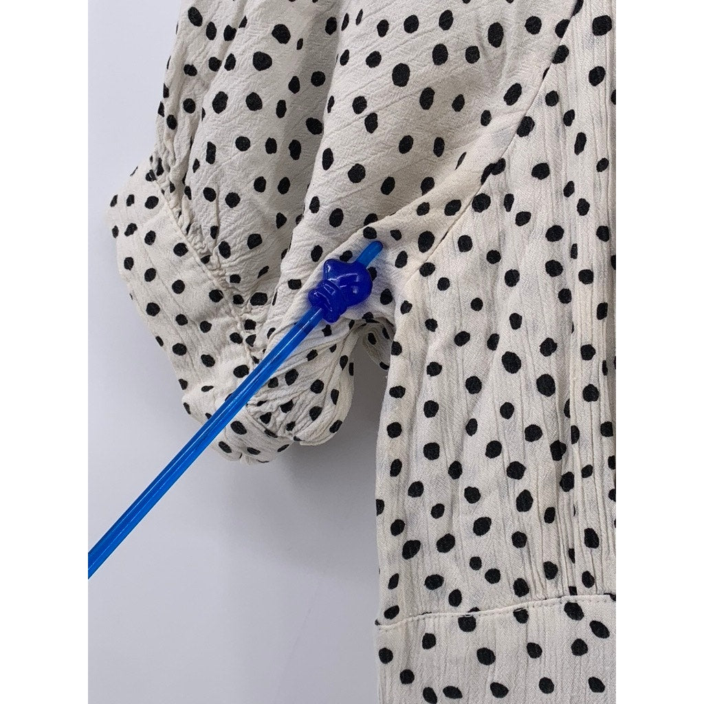 URBAN Women's White-Black Devin Polka Dot Tie-Front Midi Dress SZ 6