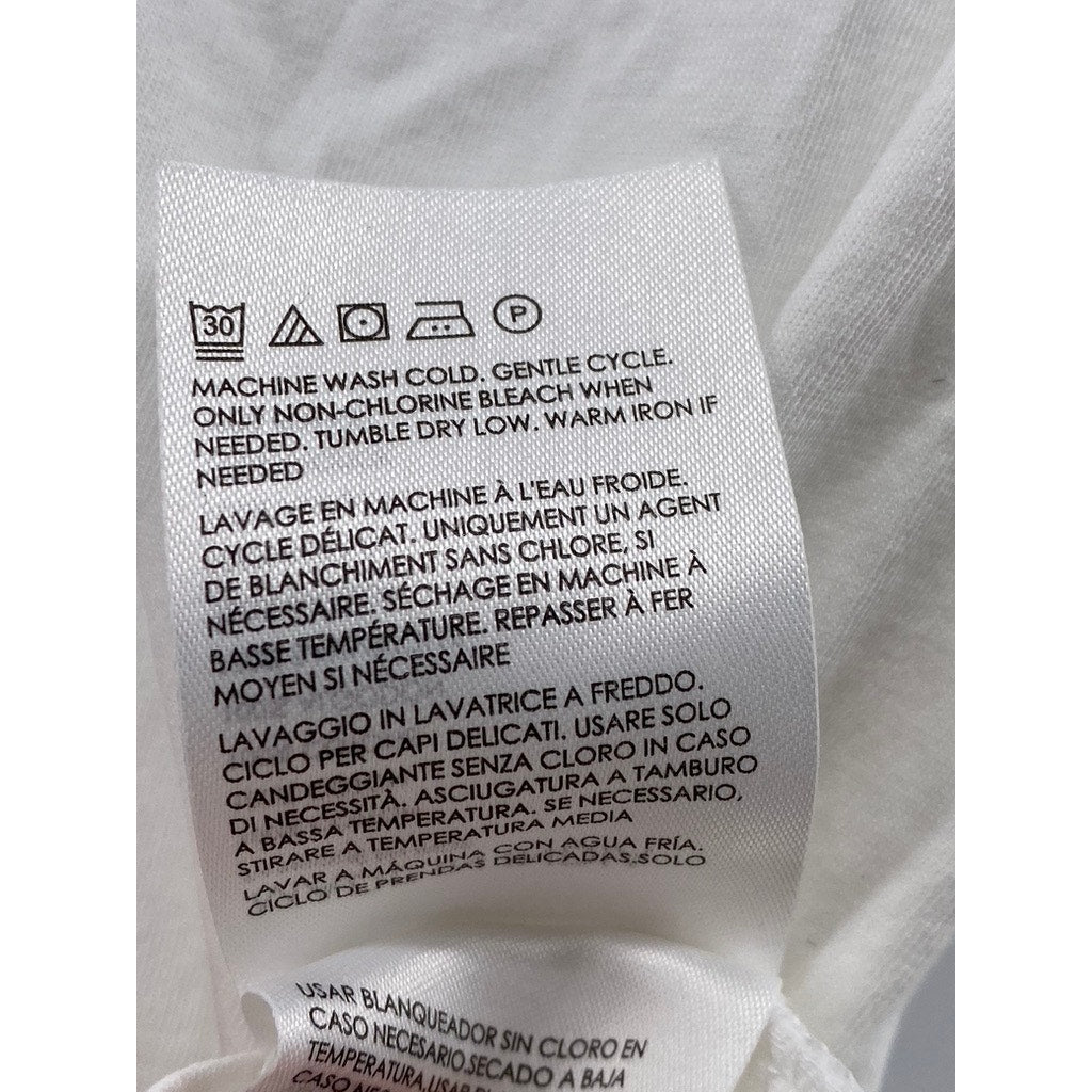 CLUB MONACO Women's White V-Neck Short Sleeve Casual Top SZ S
