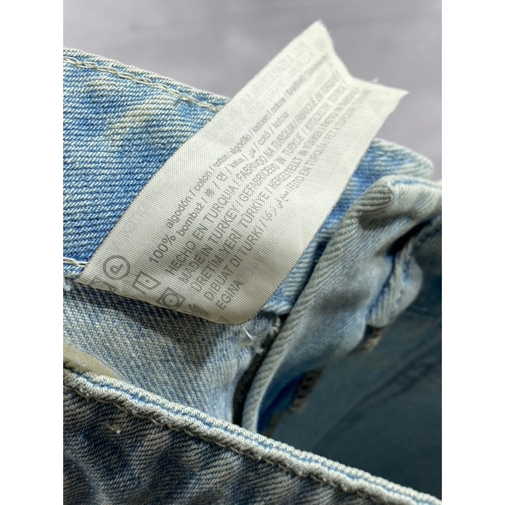 PULL&BEAR Women’s Light Blue Denim Straight-Leg Mom Jeans SZ 2