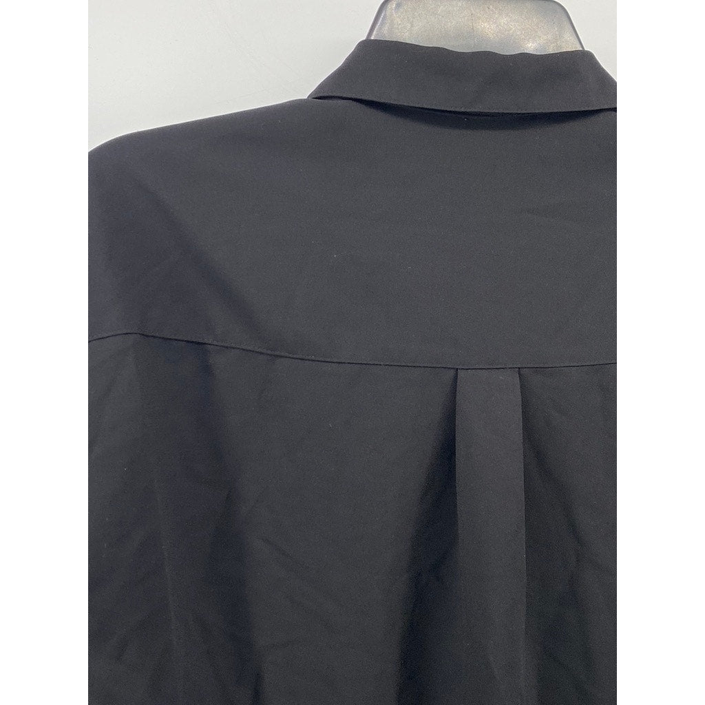 EXPRESS Women's Black Button-Up Long Roll Sleeve Mini Dress SZ XS