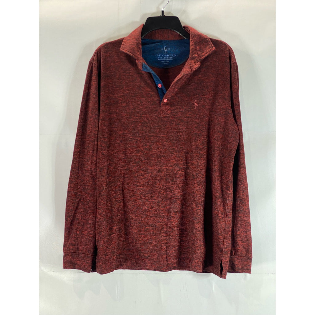 TAILORBYRD Collection Men's Burgundy Regular-Fit Long Sleeve Polo Shirt SZ L