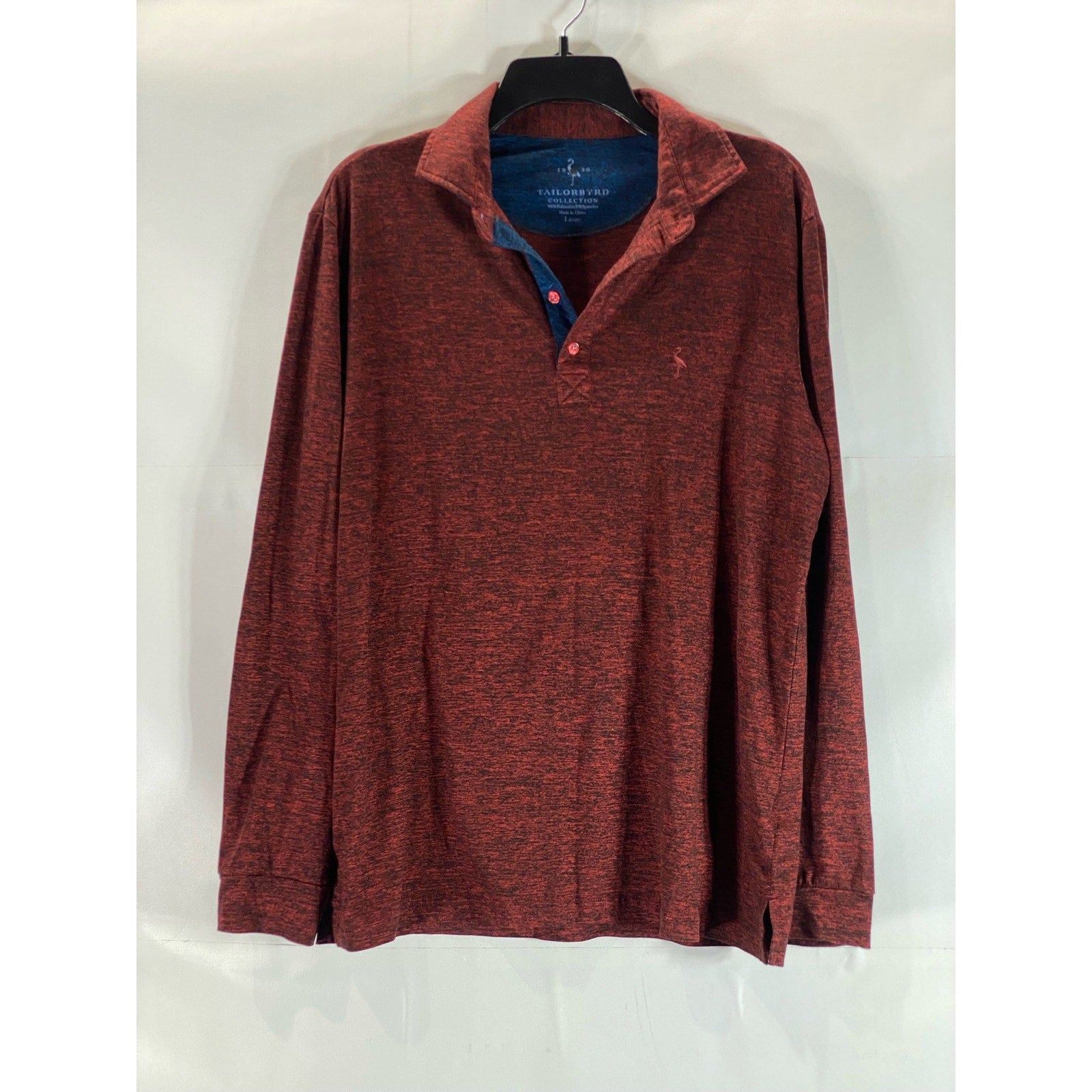 TAILORBYRD Collection Men's Burgundy Regular-Fit Long Sleeve Polo Shirt SZ L