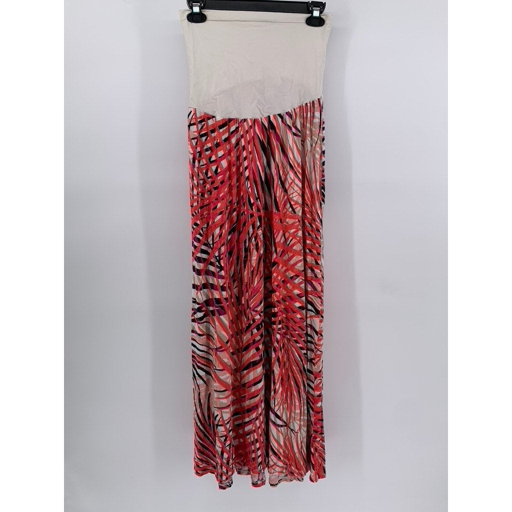 MOTHERHOOD Women's Red-Cream Floral Maxi Skirt SZ L