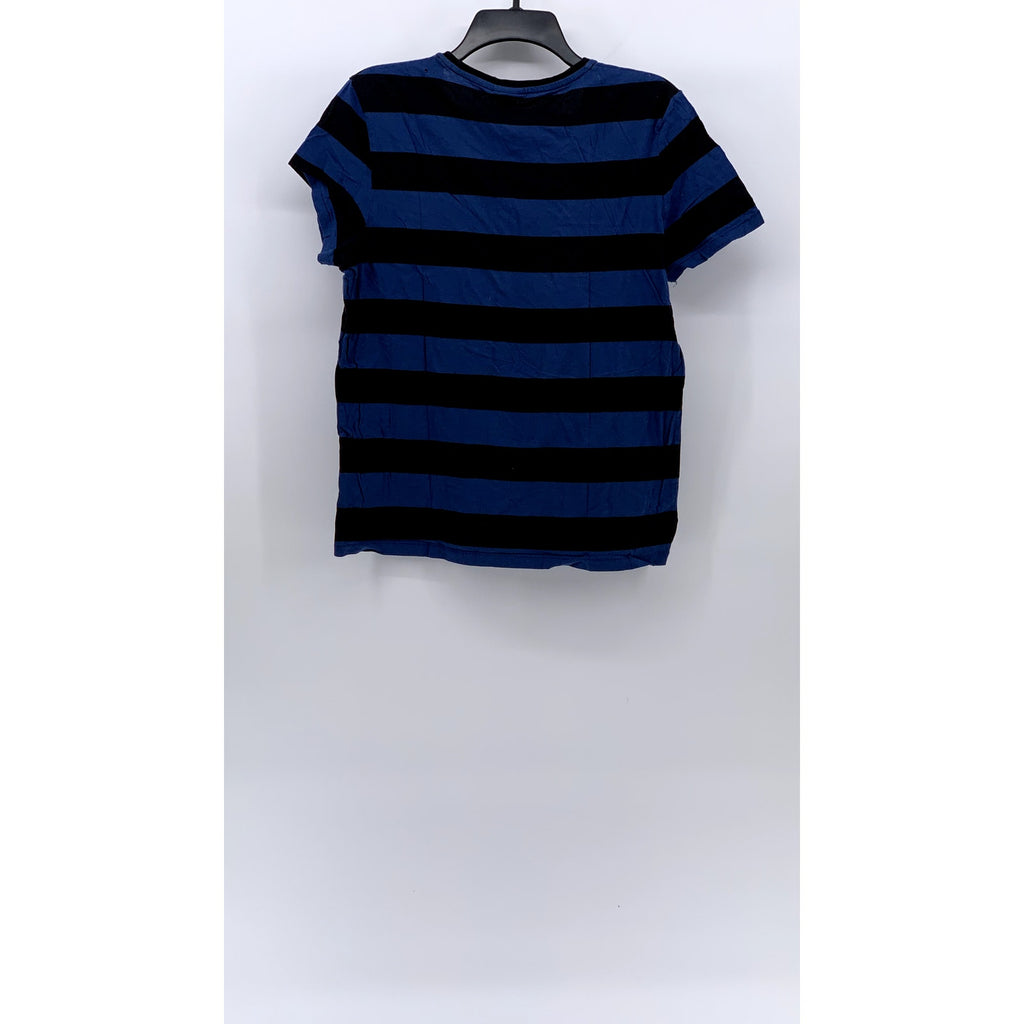 H&M Men's Black-Dark Blue Striped Crewneck Casual Short Sleeve T-Shirt SZ M