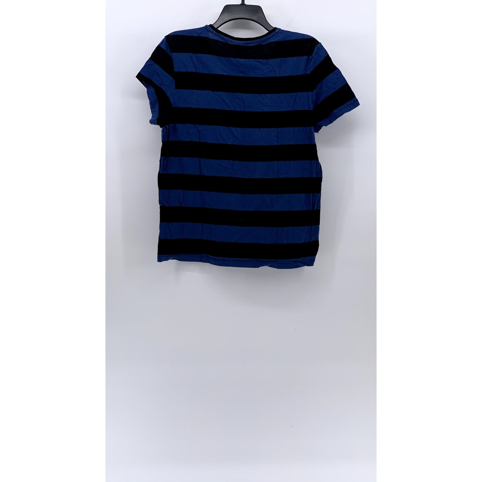 H&M Men's Black-Dark Blue Striped Crewneck Casual Short Sleeve T-Shirt SZ M