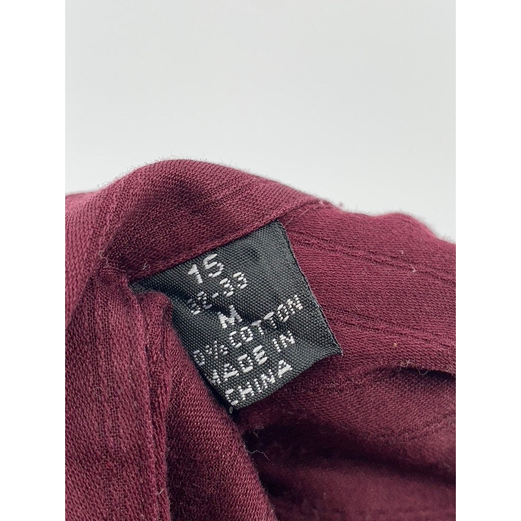 ALFANI Men's Burgundy Striped Fitted Long Sleeve Button-Up Shirt SZ 15 32/33(M)