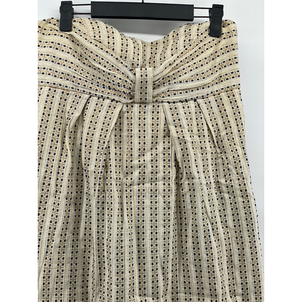 SEE BY CHLOE Women's Beige Printed Strapless Sweetheart Neck Mini Dress SZ 4