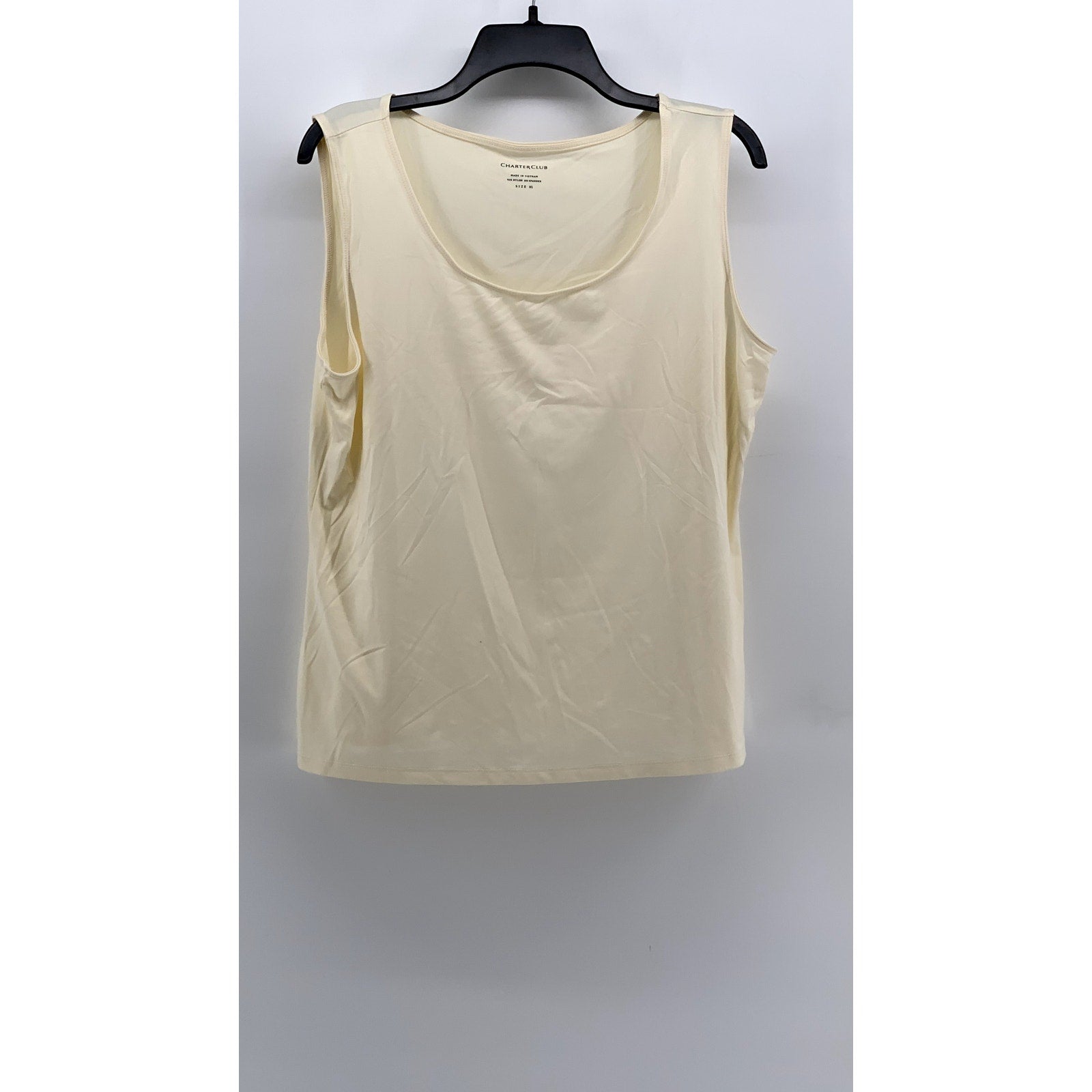 CHARTER CLUB Women's Cream Solid Scoop-Neck Lightweight Nylon-Blend Tank SZ XL