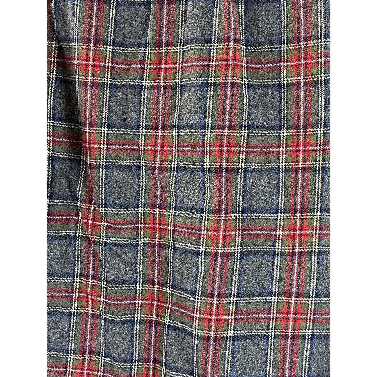 EDDIE BAUER Men's Grey/Red Plaid Button-Up Long Sleeve Flannel Shirt SZ L