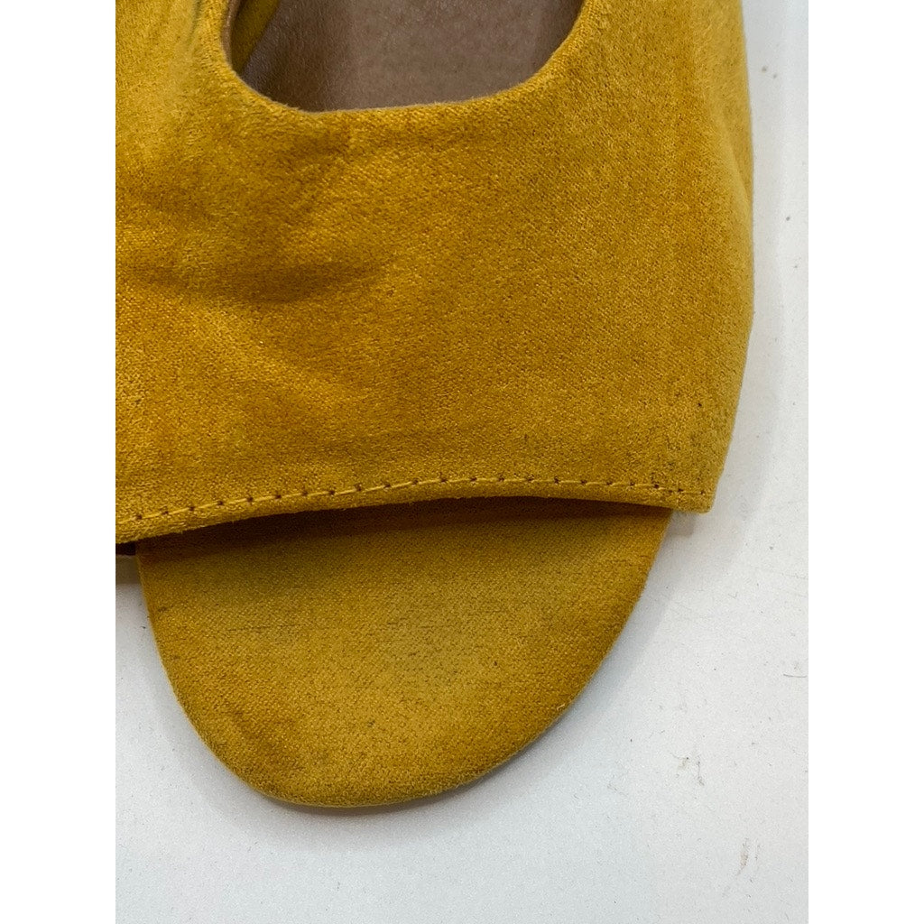 UNIVERSAL THREADS Women's Mustard Yellow Rosalynn Block-Heel Mule Sandals SZ 6.5