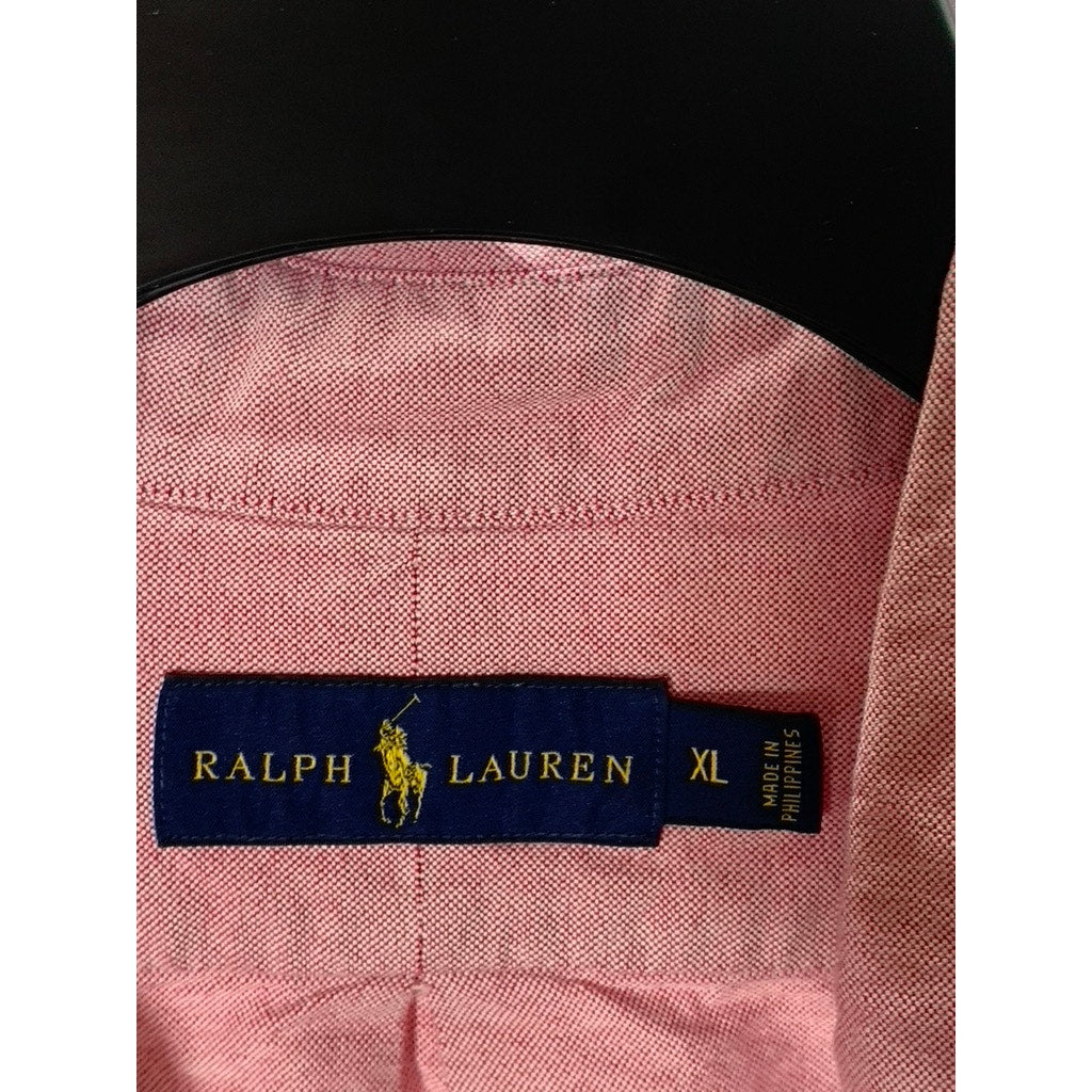 RALPH LAUREN Men's Red Regular-Fit Button-Up Cotton Long Sleeve Shirt SZ XL