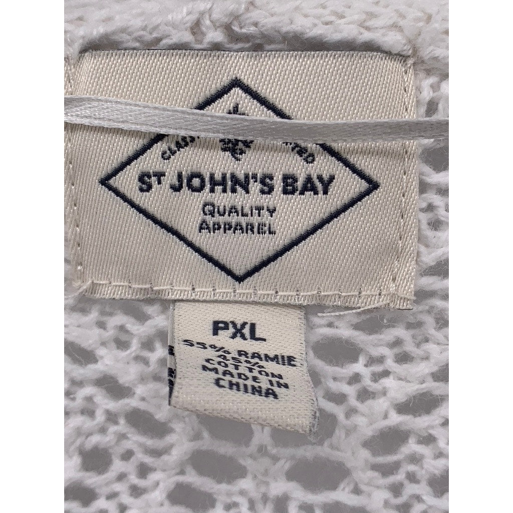 ST. JOHN'S BAY Women's Petite Cream Open-Knit Cardigan SZ P/XL
