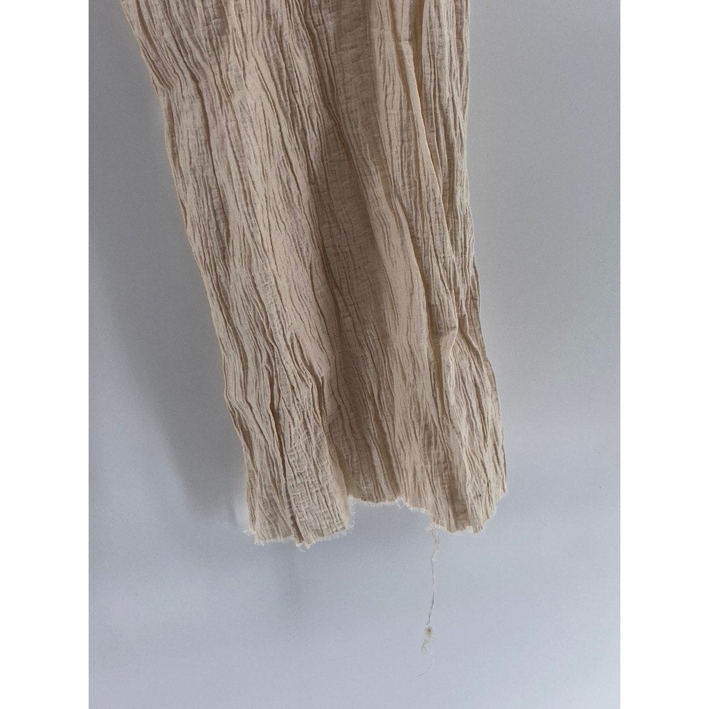 ZARA Women's Beige Textured Relaxed-Fit Straight-Leg Casual Pull-On Pant SZ M