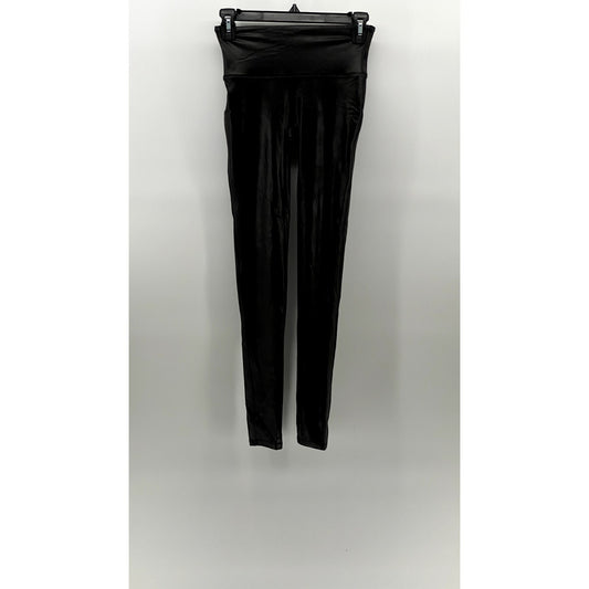 SPANX BY SARA BLAKELY Women's Black Faux Leather Pull-On Ankle Leggings SZ S