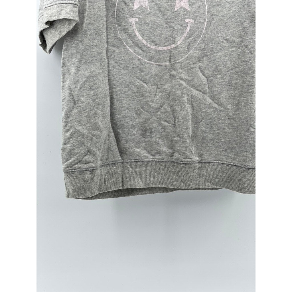 STUDIO COLLECTION BY DAVID LERNER Women's Gray Smiley Short Sleeve Top SZ M
