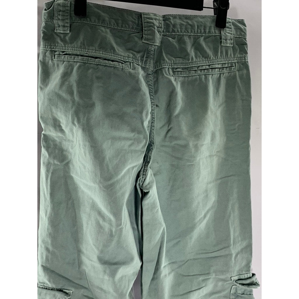 ZARA Women's Light Teal Regular-Fit Straight-Leg Cargo Pant SZ 4