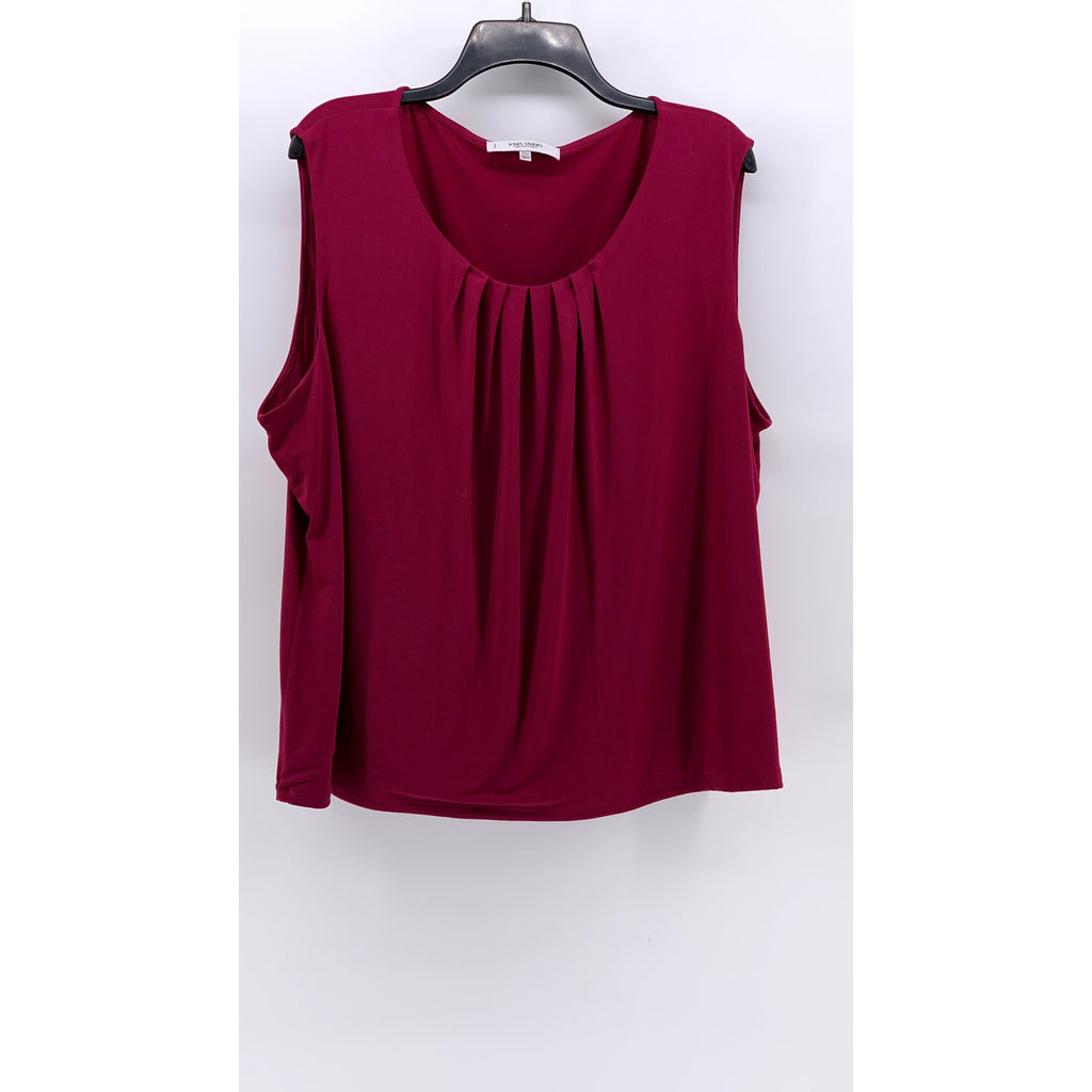JONES STUDIO SEPARATES Women's Plus Burgundy Pleated Sleeveless Top SZ 22W
