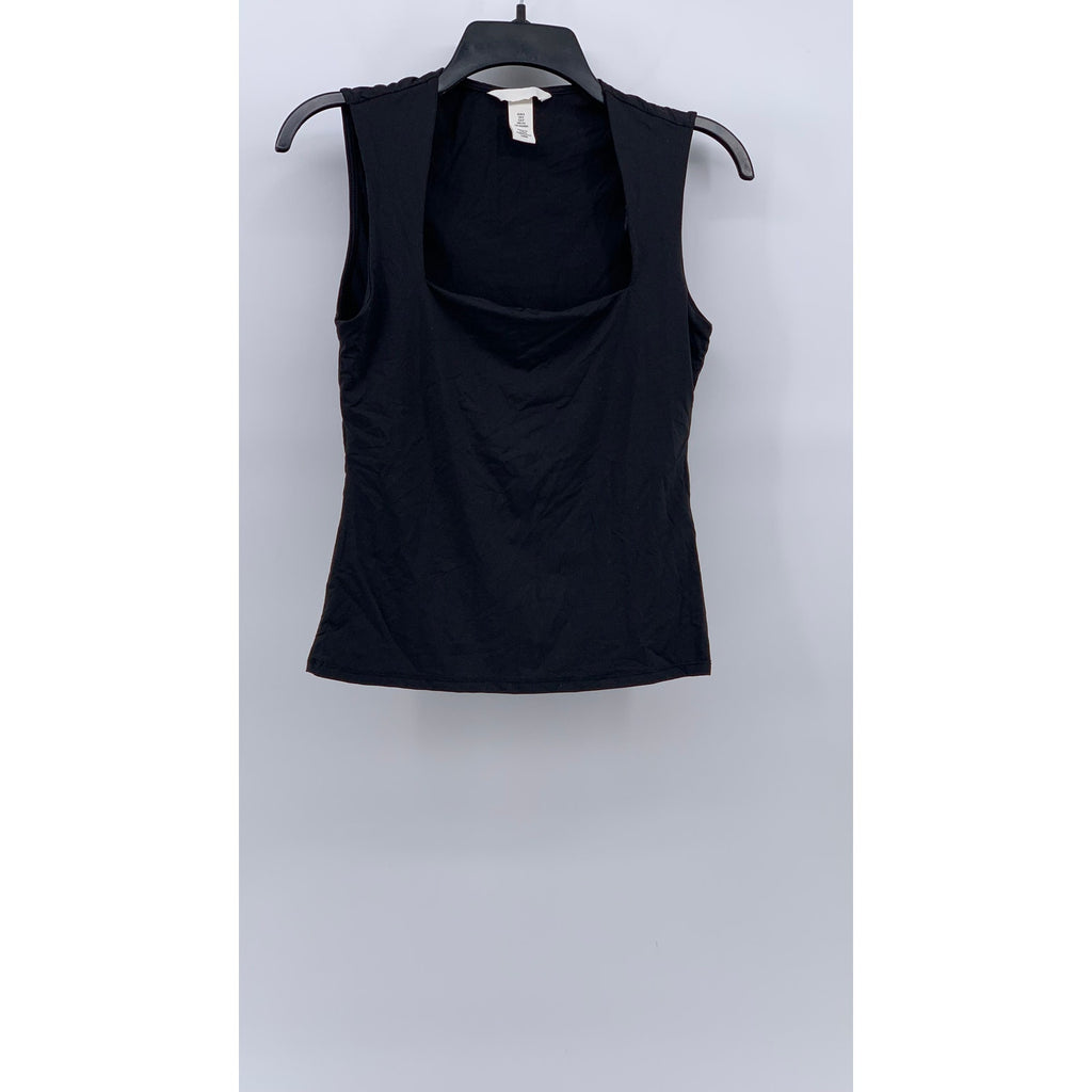 H&M Women's Black Deep Straight-Neck Sleeveless Knit Top SZ S