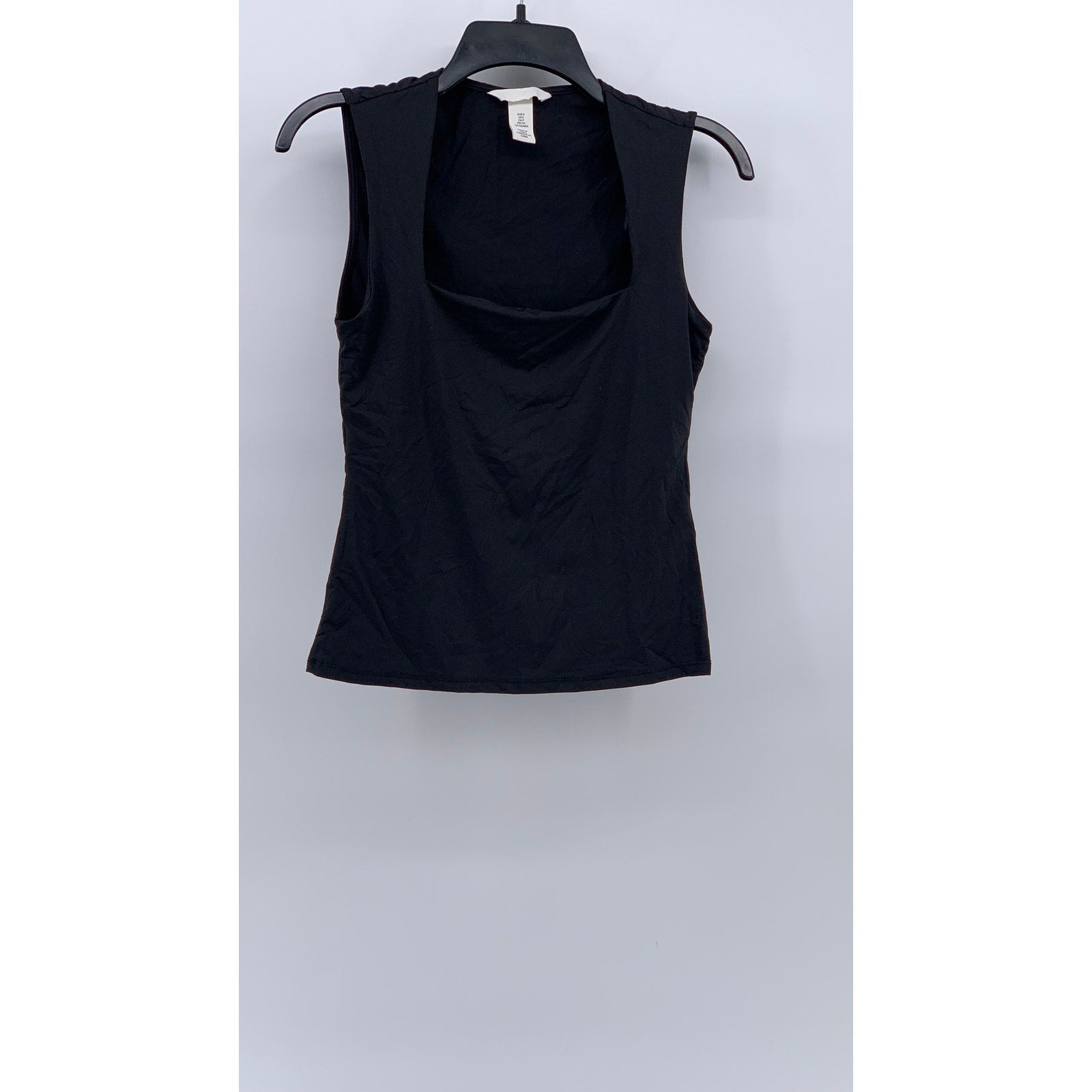 H&M Women's Black Deep Straight-Neck Sleeveless Knit Top SZ S