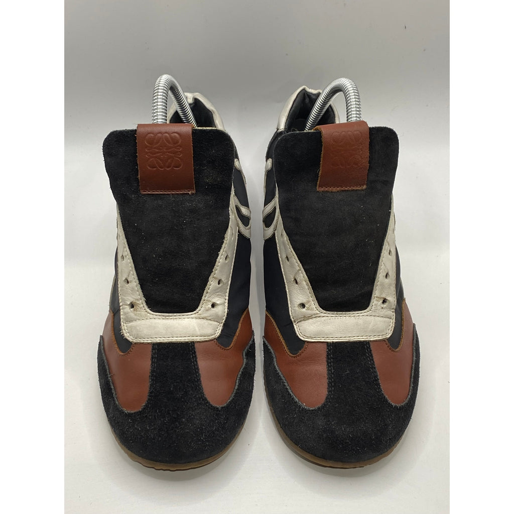 LOEWE Women's Navy-White Printed Suede Leather Ballet Runner Sneakers SZ 38(US8)