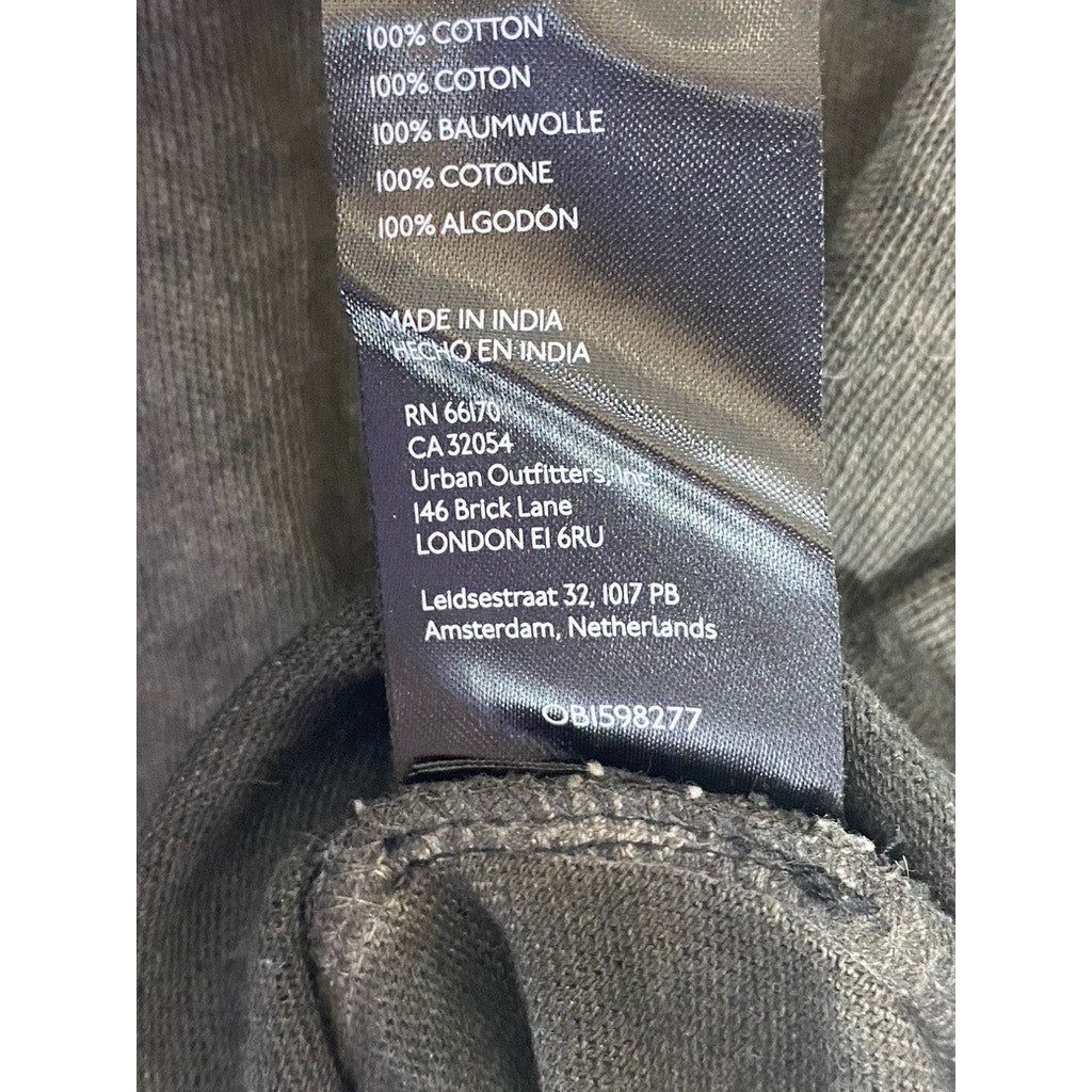 URBAN OUTFITTERS Women's Washed Black Distressed Crewneck Short Sleeve Top SZ L