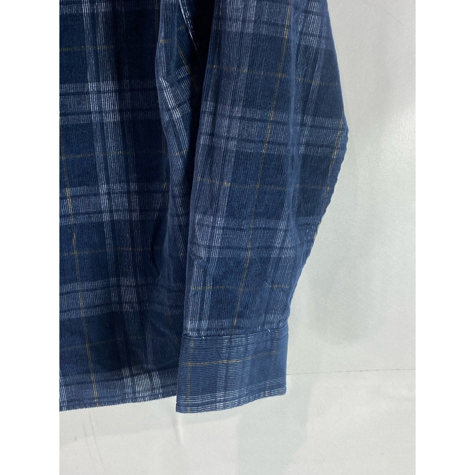 BANANA REPUBLIC Men's Blue Corduroy Untucked Slim-Fit Button-Up Shirt SZ M