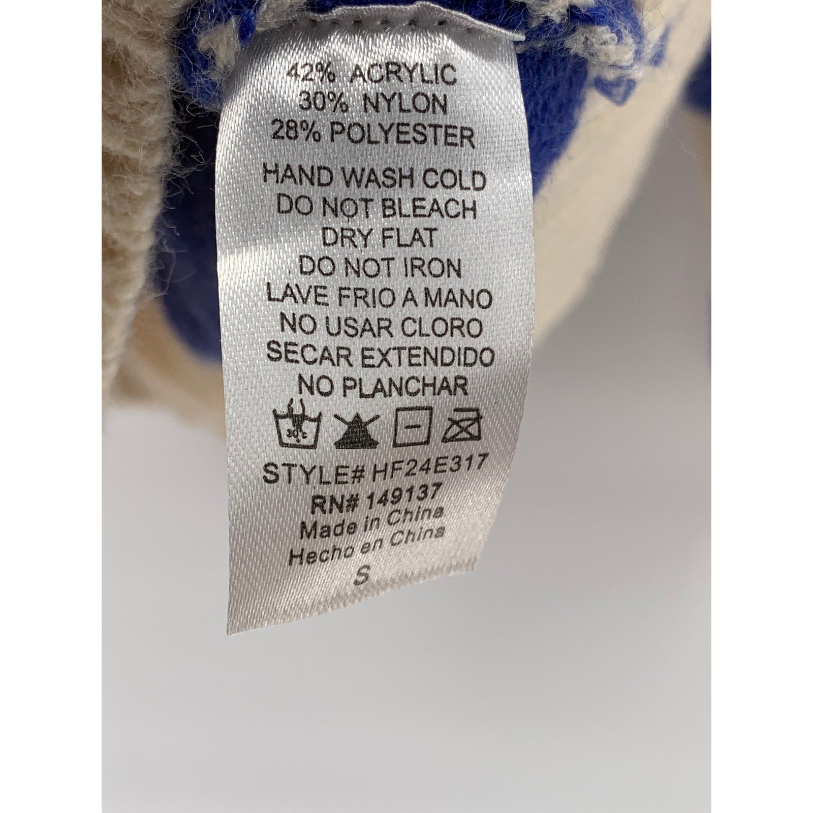 HYFVE Women's Blue-Beige Knit One-Button Lorraine Cobalt Stripe Polo Sweater SZS