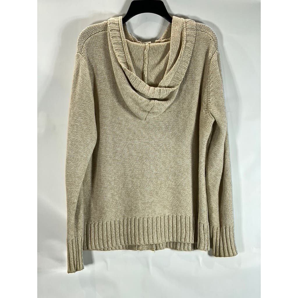 GUIDE SERIES Women's Beige Button Down Ribbed Hooded Sweater SZ 1X