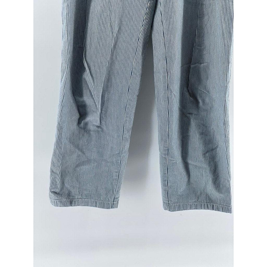 HARVE BENARD Women's Vintage Blue-White Striped Pleated Straight-Leg Pant SZ 8