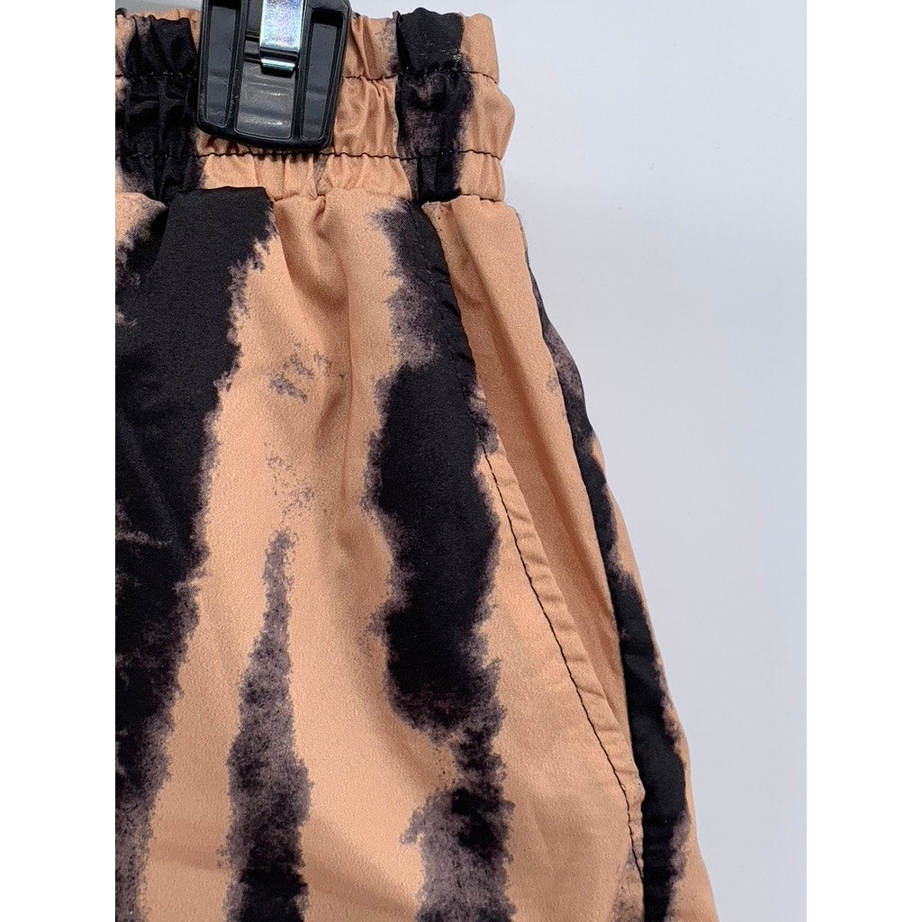 BOOHOO MAN Men's Tan-Black Printed Drawstring Casual Shorts SZ L