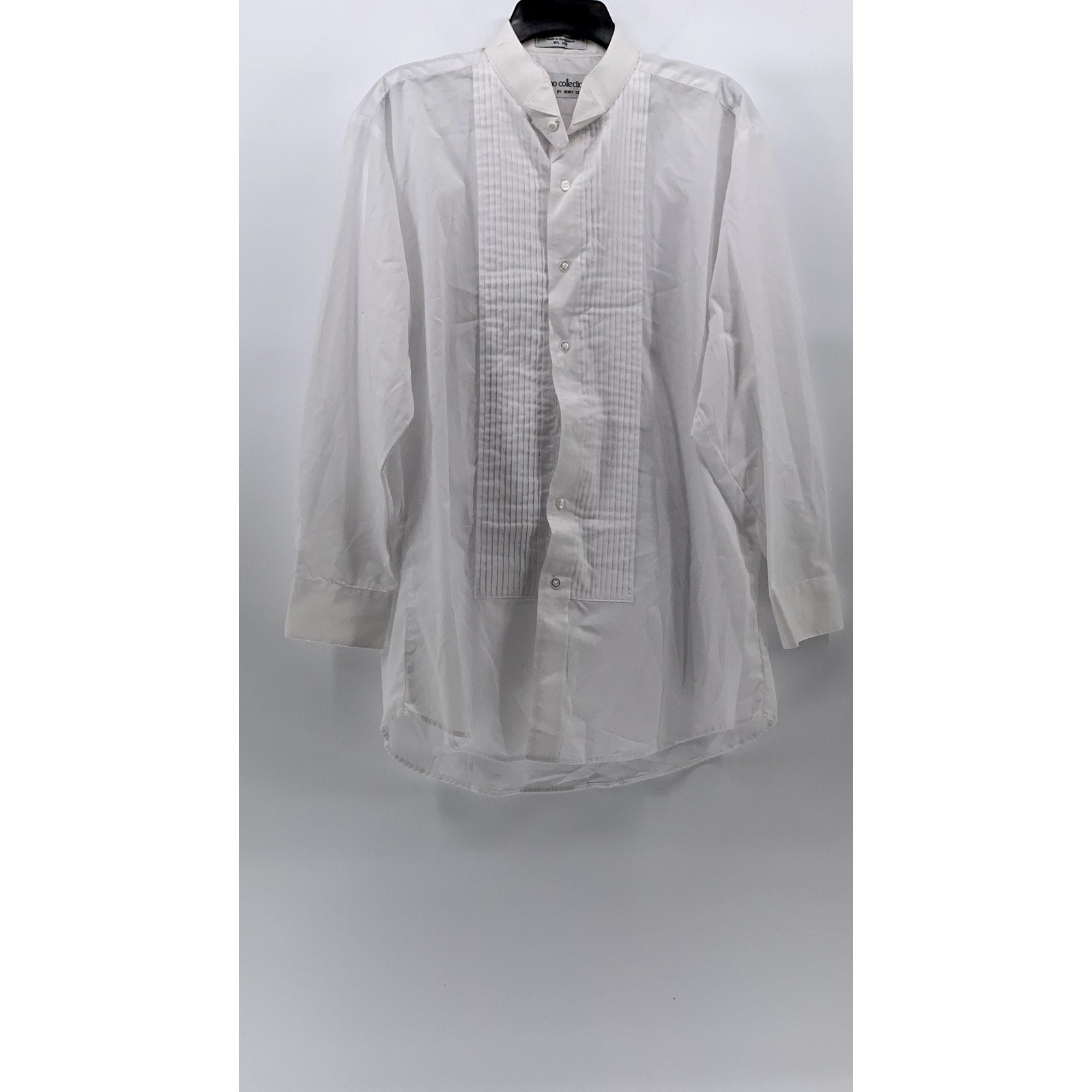 MARTINO COLLECTION By Henry Segal Men's White Pleated Button-Up Shirt SZ L