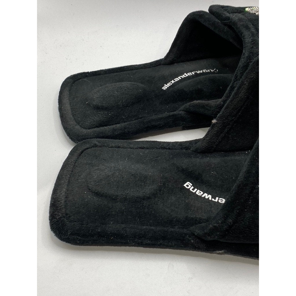 ALEXANDER WANG Women's Black-White Lana Padded Logo Slide Slippers SZ 41(US11)