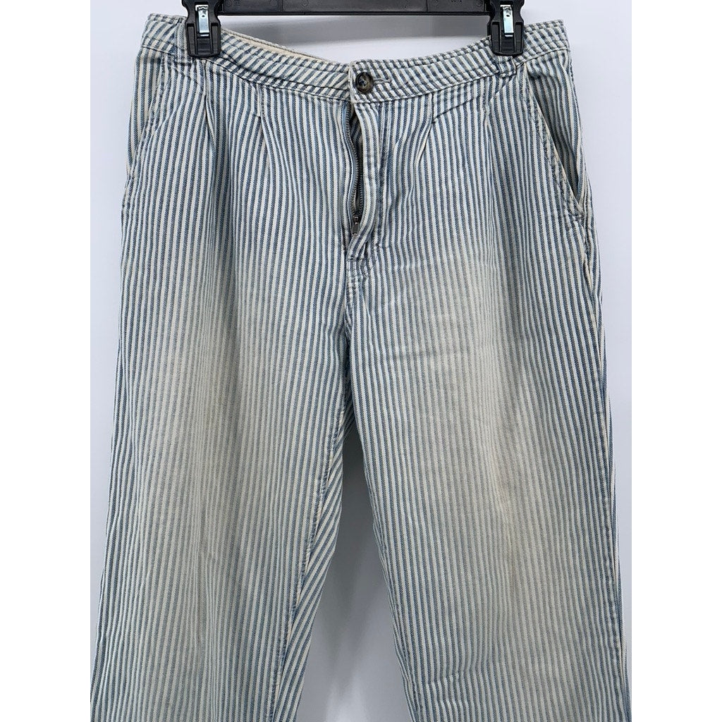 WE THE FREE Women's Blue-White Striped Regular-Fit Slim-Leg Jeans SZ 27
