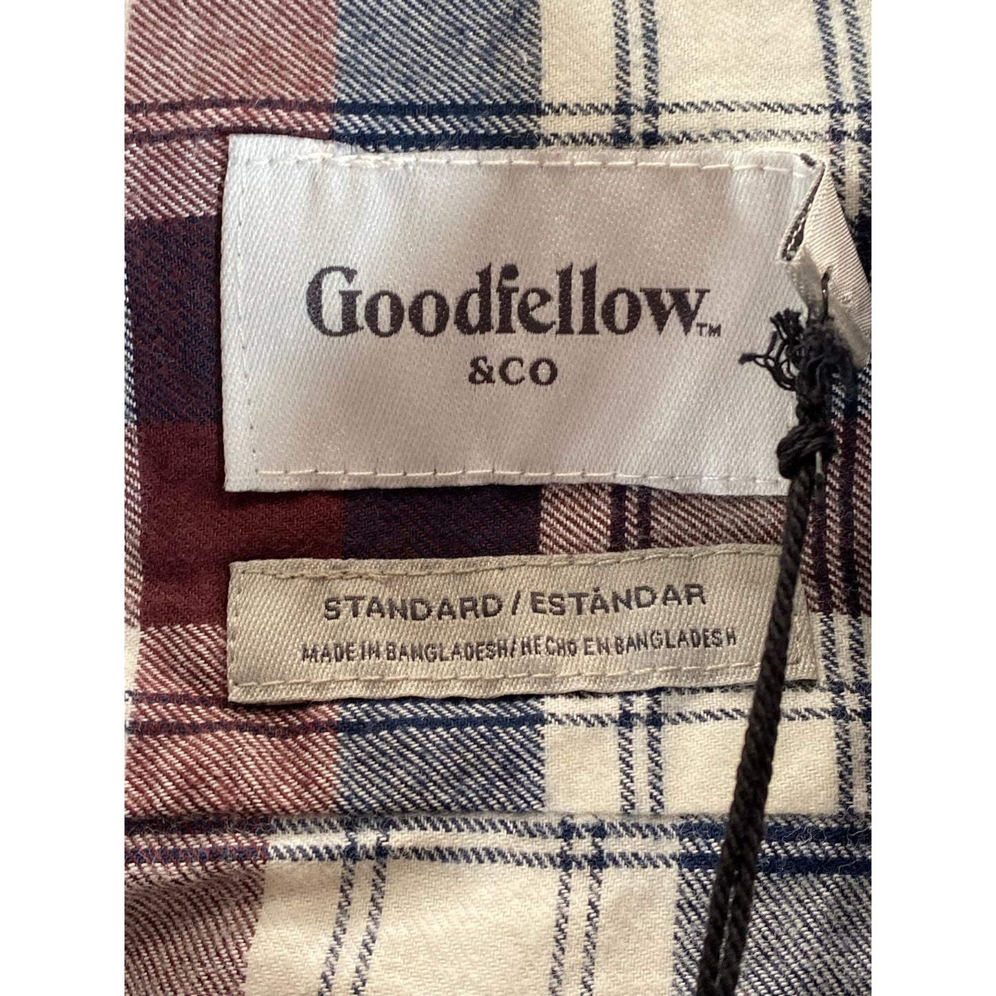 GOODFELLOW & CO Men's Cottage Red Plaid Standard-Fit Button-Up Shirt SZ L