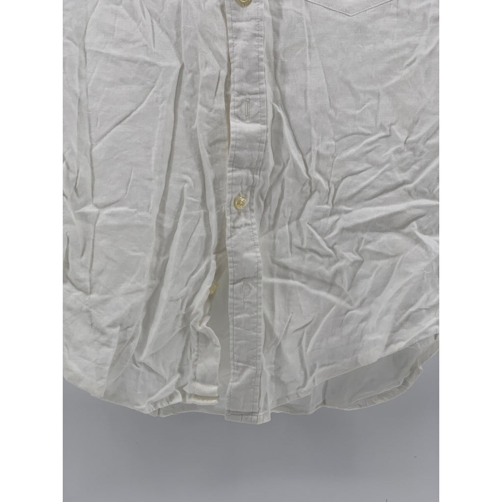 J.CREW Men's White Linen Blend Button-Up Short Sleeve Slim-Fit Shirt SZ S