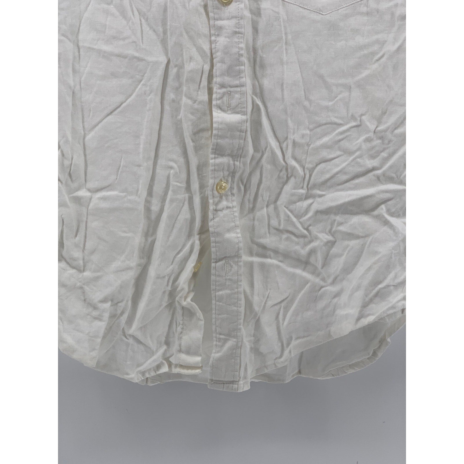 J.CREW Men's White Linen Blend Button-Up Short Sleeve Slim-Fit Shirt SZ S