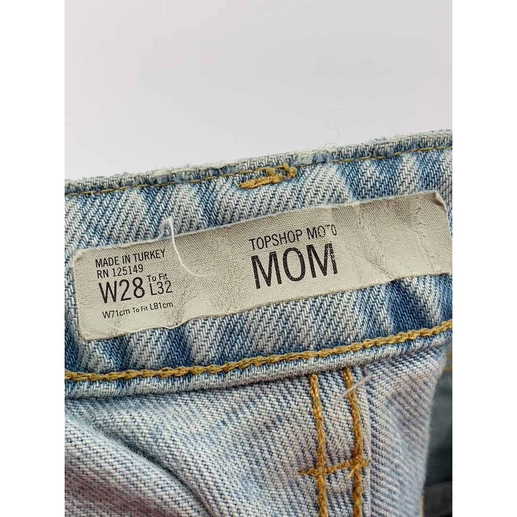 TOPSHOP MOTO Women's Light Wash Denim Mom Jeans SZ 28