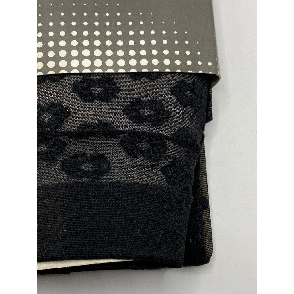 FRENCH CURVE Women's Black Floral Sheer Stretch Lightweight Leggings SZ M/L